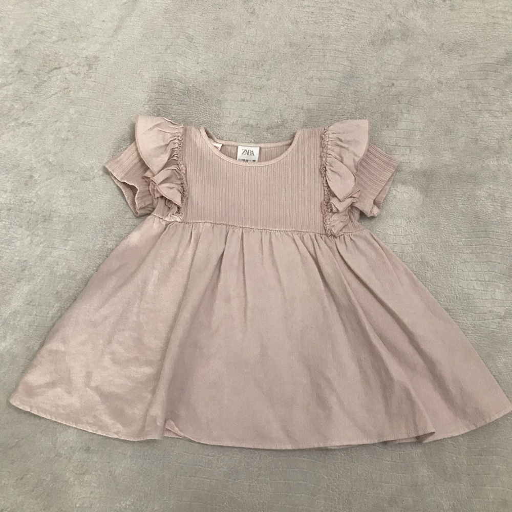 Zara girls light pink ruffled dress